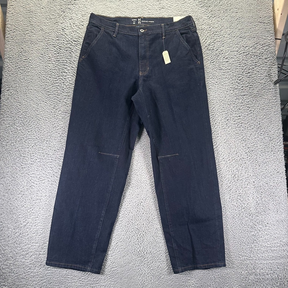 Mutual Weave Jeans Mens 36x32 Blue The Bowled Cotton Stretch Dark Wash Denim